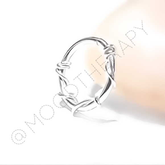 (20G-14G) 925 Sterling Silver Barbed Wire Septum Nose Ring Helix Cartilage Hoop - Picture 2 of 7